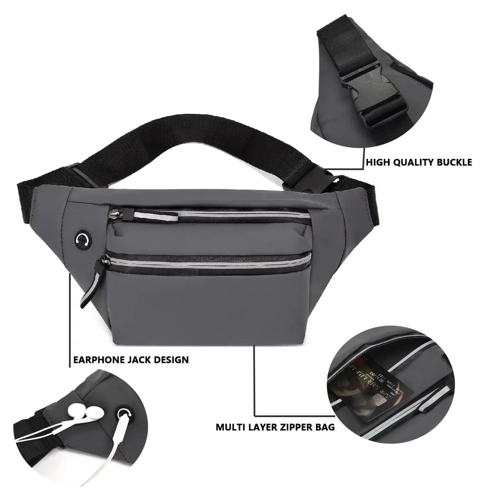 Bag for Men Chest Bag Simple Waist Bag Casual Crossbody Men's Cell Phone Bags Gray Shoulder Bag Multi Use Business Coin Purse Zpaxo