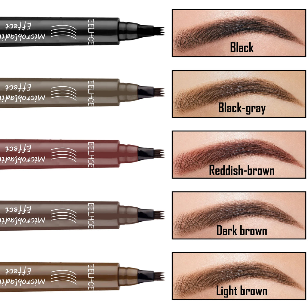 4 Point Eyebrow Pencil 4 Prong Tip Eyebrow Pen 4 Fork Eyebrow Pencil Waterproof Liquid Eyebrow Pencil Long Lasting Like Real Zpaxo