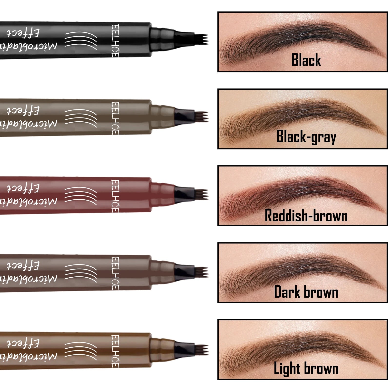 4 Point Eyebrow Pencil 4 Prong Tip Eyebrow Pen 4 Fork Eyebrow Pencil Waterproof Liquid Eyebrow Pencil Long Lasting Like Real Zpaxo