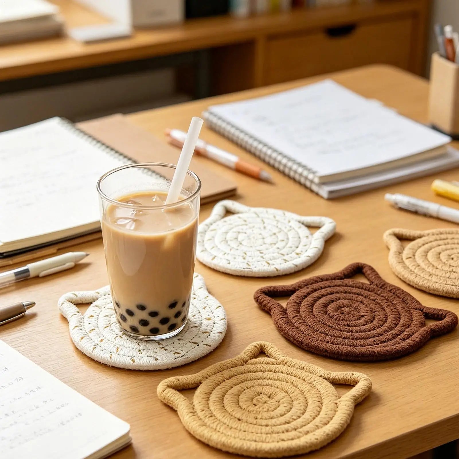 Drink Coasters 6 Cotton Absorbent Holder Coffee Cup Table Kitchen