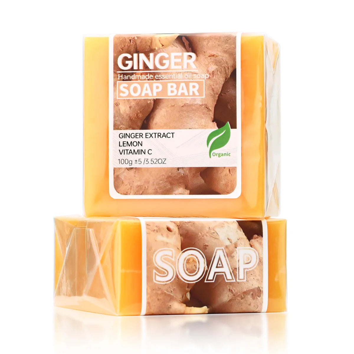 Ginger soap facial cleansing handmade soap, ginger lemon essential oil soap, balanced oil to brighten skin tone, portable travel Zpaxo Ginger