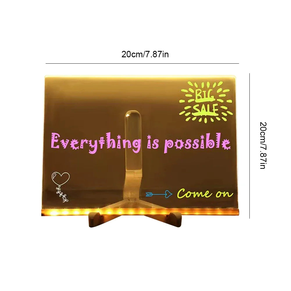 Reusable Children's Acrylic Information Board Lighted Drawing Lamp Zpaxo 20x20cm G4787B