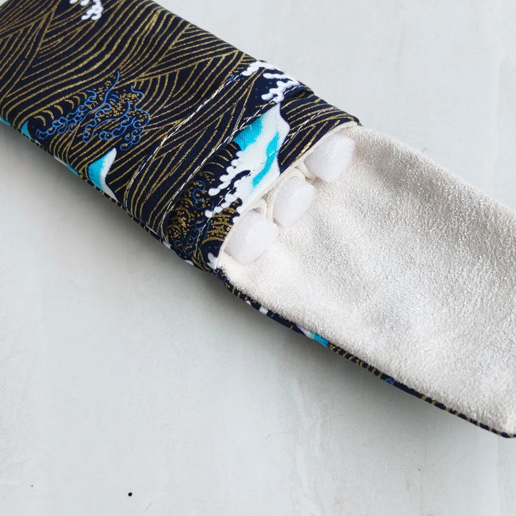 Cloth Art Pen Bag 3-Hole Pencil Bag, Pen Pouch, Pencil Case, Protective Cover, Portable Pencil Case, Velvet-Lined Zpaxo