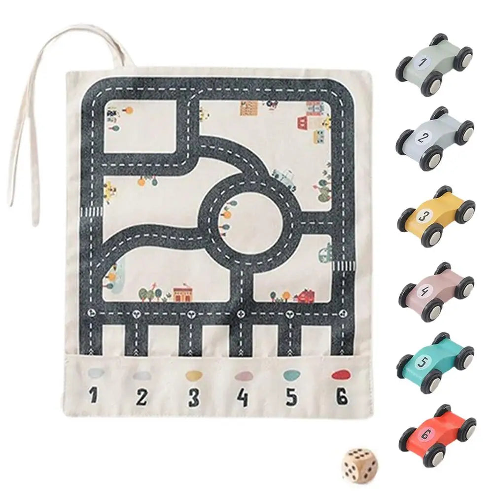 Canvas Car Toy Set Small Wooden Car Maze Toy With Canvas Play Mat Educational Vehicle Set Fine Motor Skills Game Logical Zpaxo United States A