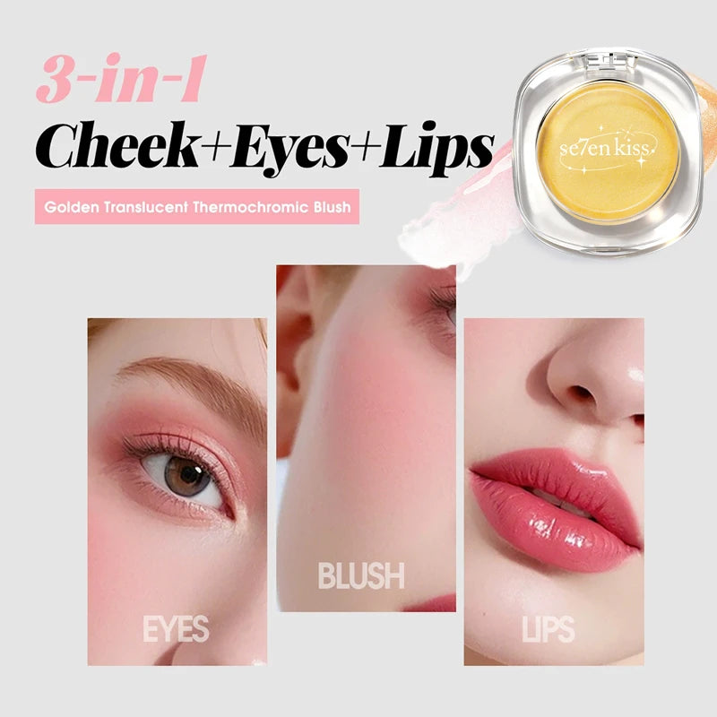 Warm Powder Blusher Three One Eye Shadow Lipstick Changes Temperature