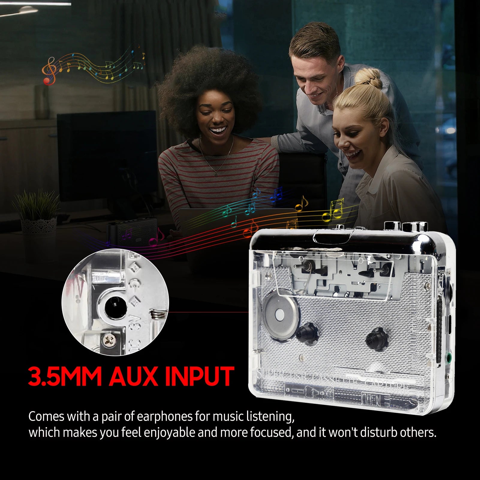TONIVENT TON010 Portable Cassette MP3 Player Mini USB Tape Converter