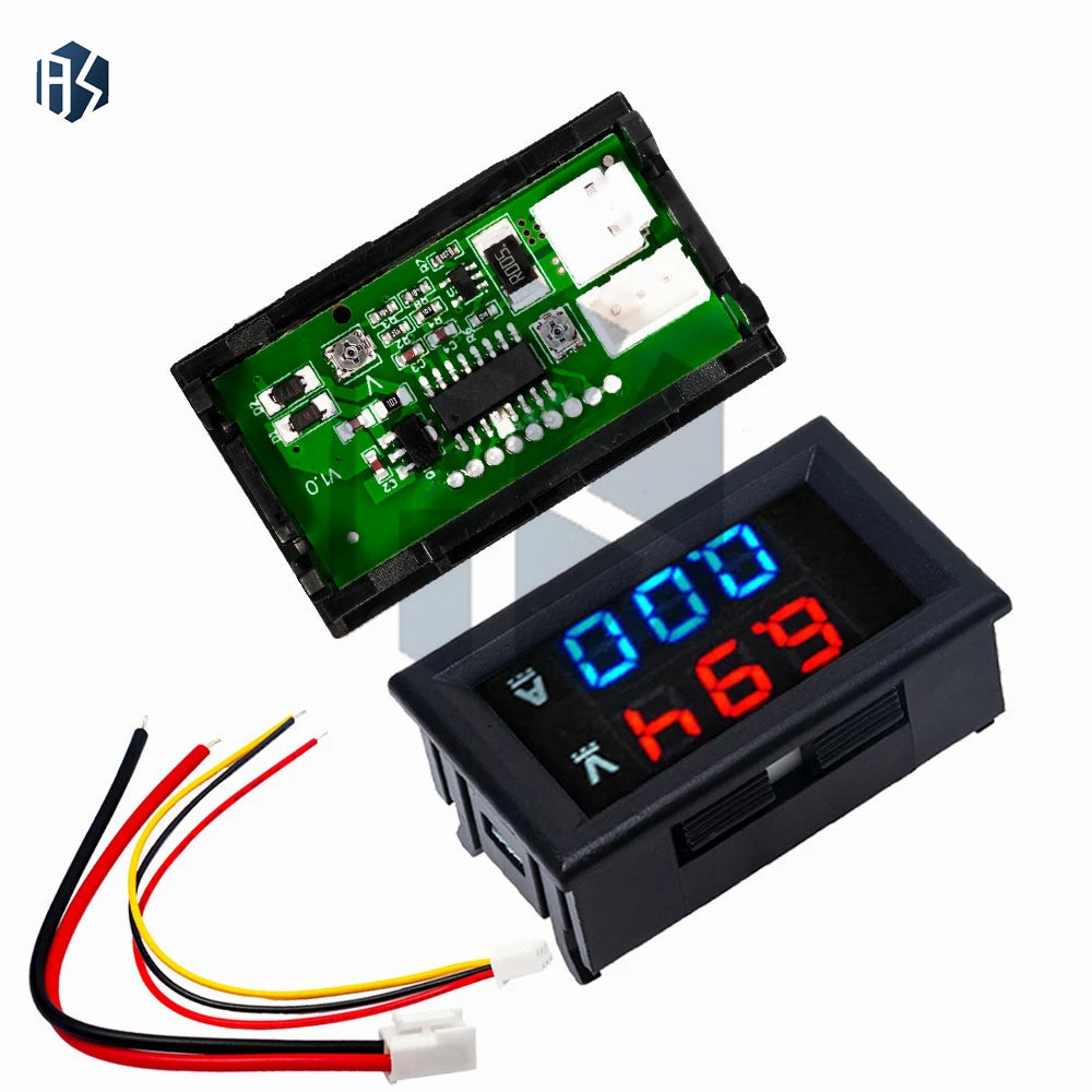 0.28" Red/Blue Dual LED Digital Meter (1PCS): DC 0-100V 10A Voltmeter-Ammeter Panel – For DC Voltage & Current Measurement Zpaxo