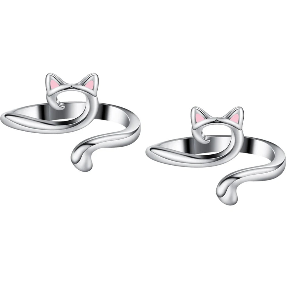2pcs Adjustable Knitting Crochet Loop Ring Knittied Yarn Guide Finger Faster Holder Thimble Crocheters Thread Ring Sewing Tools Zpaxo 2Pcs Pink Cat