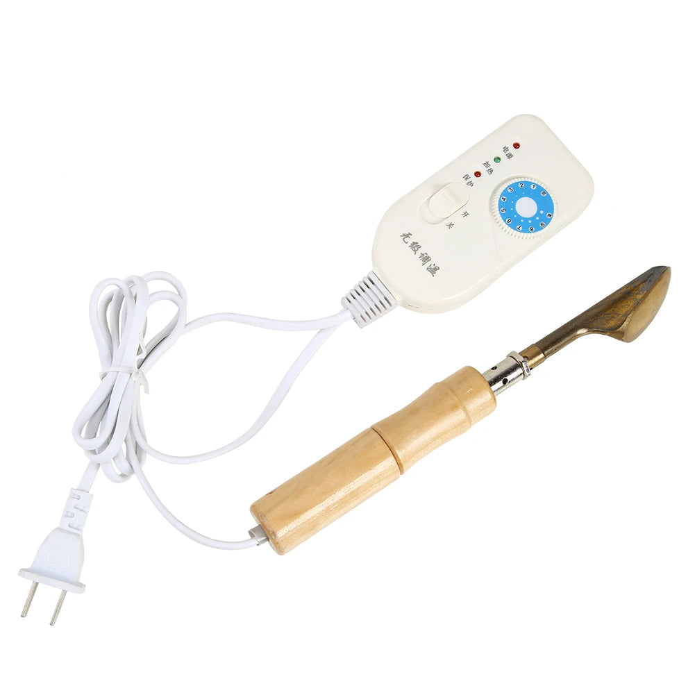 Household Electric Iron Wood Handle Leather Clothing Shoes Bag Wrinkle Removal Tool Strong Toughness Portable Mini Electric Iron Zpaxo Adjustable 100V-240V EU Plug