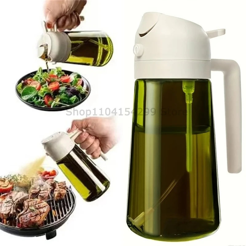 2-in-1 Oil Sprayer Dispenser Olive Oil Dispenser Oil Spray Bottle Plastic Spray Bottle for Cooking Air Fryer BBQ Baking Salad Zpaxo 1pcs White