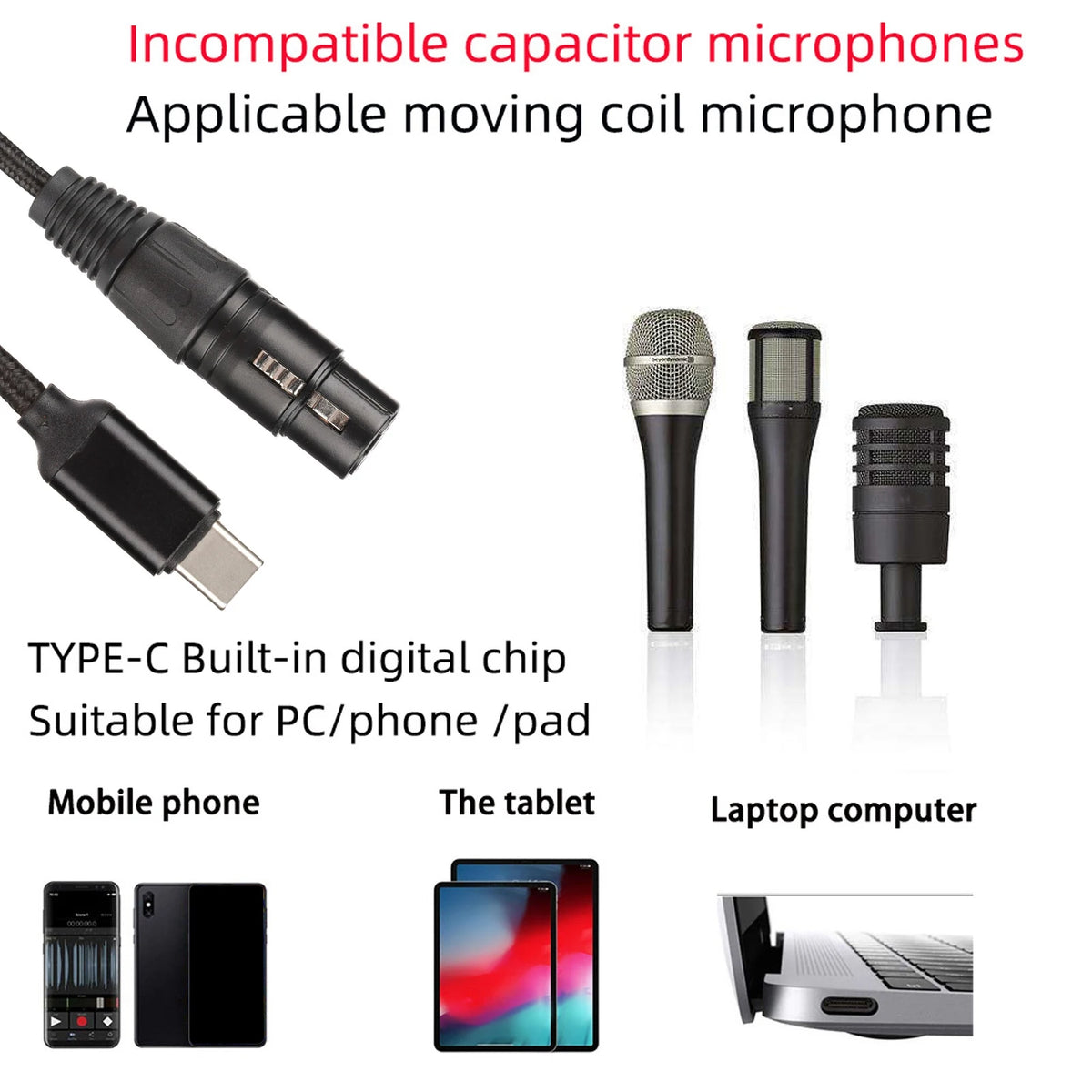 Recording Line C Microphone Cable USB XLR Female Low Noise HIFI Plug Zpaxo