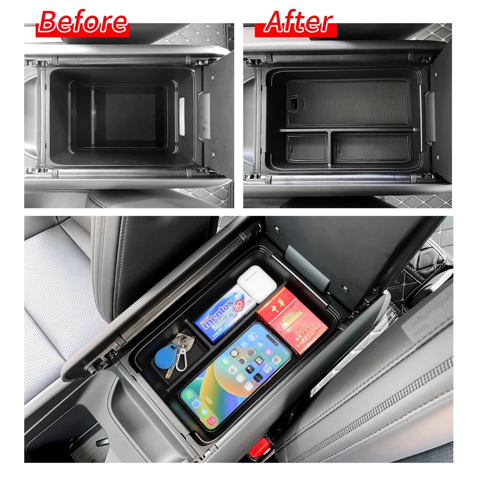 Hyundai Santa Fe 2024 2025 Car Armrest Storage Box Organizer Case