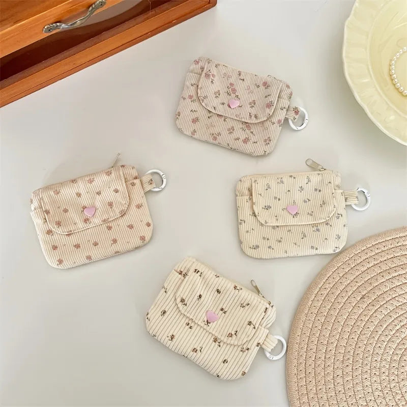 Corduroy Coin Purse Women's Wallet Zipper Card Holder Bank ID Bag