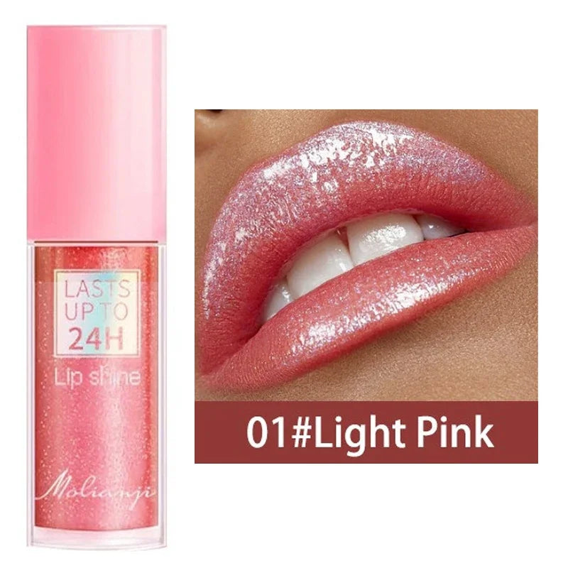 3 Colors Flowing Light Glitter Lip Glaze Long Lasting Moisturizing Diamond Shimmer Lip Gloss Shiny Pearl Liquid Lipstick Zpaxo 01