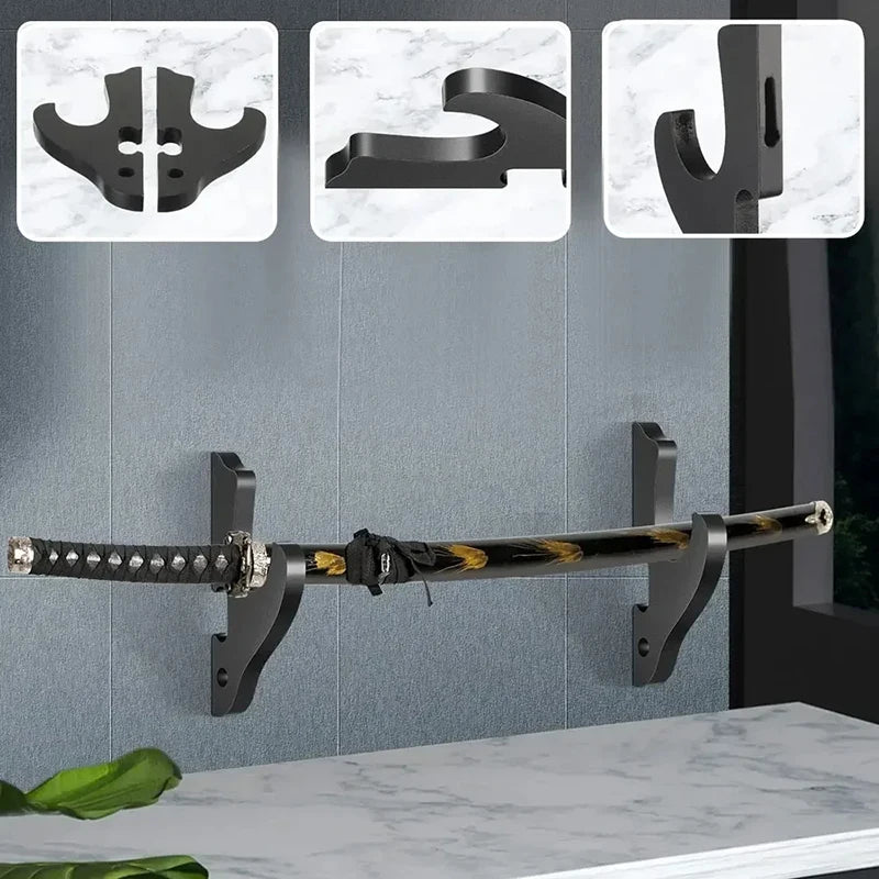 For Samurai Rack Wall Mount Wooden Sword Stand Holder Hook Hanger Adjustable Display Rack Knife Cosplay Wand Sword Zpaxo 15x7.1x3.2cm