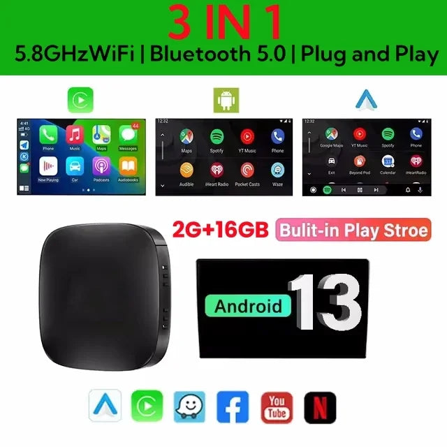 Android 13 Car AI Box Wireless Carplay Auto Adapter Chery Arrizo 5 7 Zpaxo 2GB 16GBhei