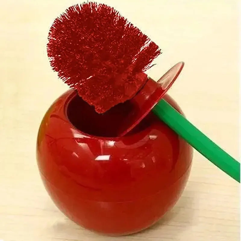 Red Toilet Brush Creative Lovely Cherry Shape Lavatory Holder