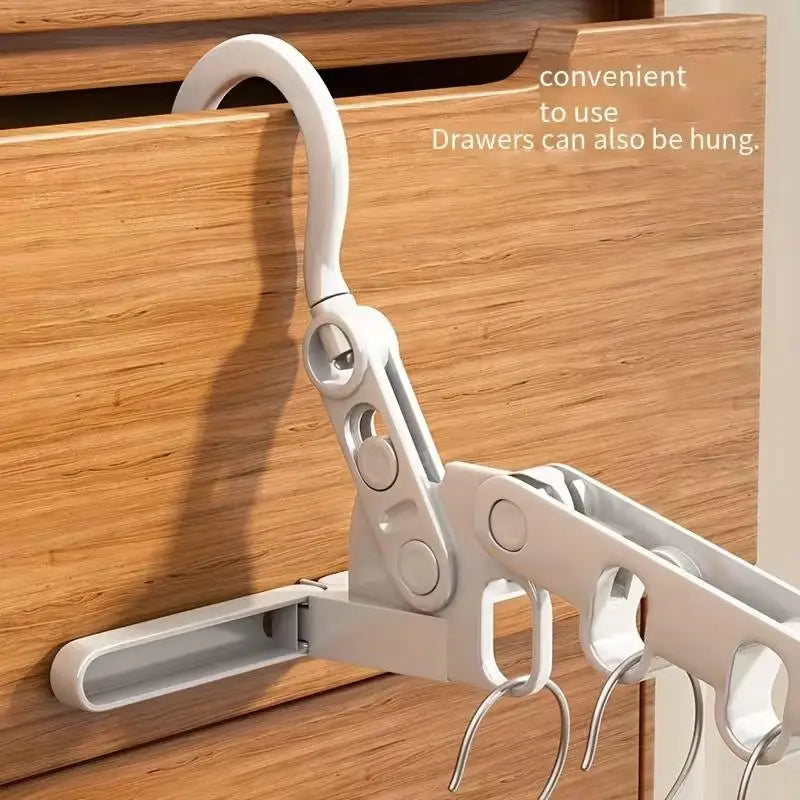 2pcs Foldable 5-Hook Clothes Hanger, Ergonomic & Space-Saving for Travel, Hotel, Dorm, Home Use Zpaxo