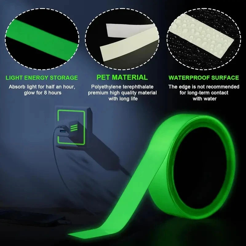 3M Glow Dark Self Adhesive Luminous Tape Waterproof Fluorescent Night