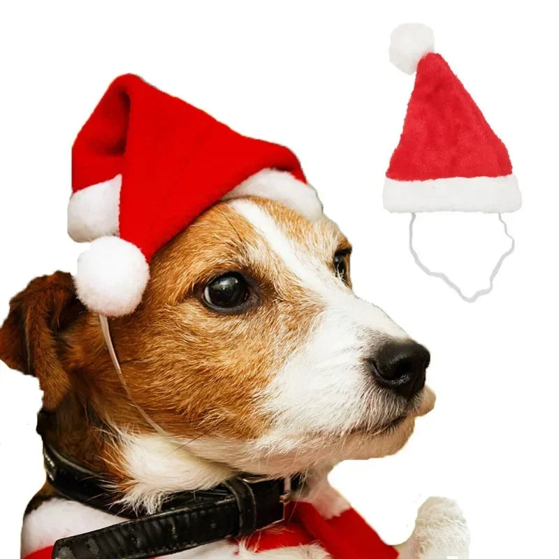 Festive Pet Santa Hats Dogs Cats Plush Christmas Costume Cap Small