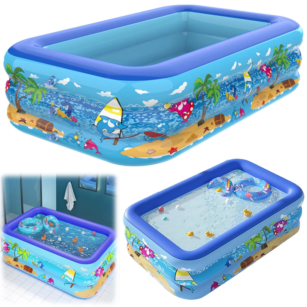 Inflatable Swimming Pool PVC Framed Cartoon Pattern Thickening