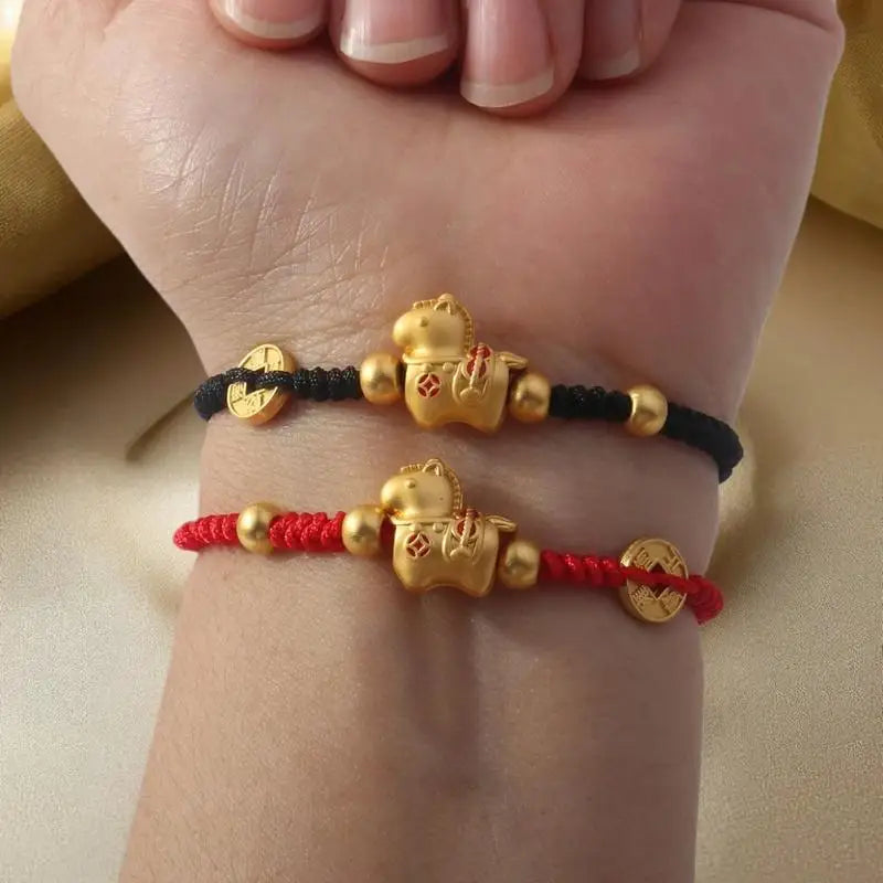 Exquisite 2026 Horse Zodiac Year Braided Rope Bead Bracelet Chinese Zpaxo