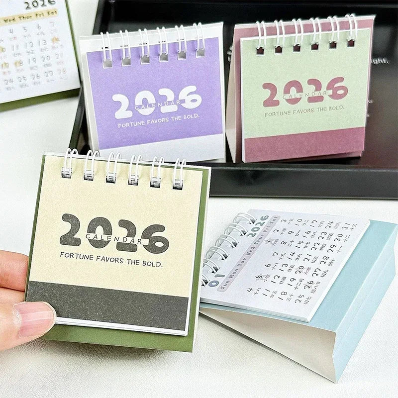 2026 Mini Simple Calendar Small Desk Calendar Creative Coil Calendar Planner Desktop Decoration Office Stationery Zpaxo