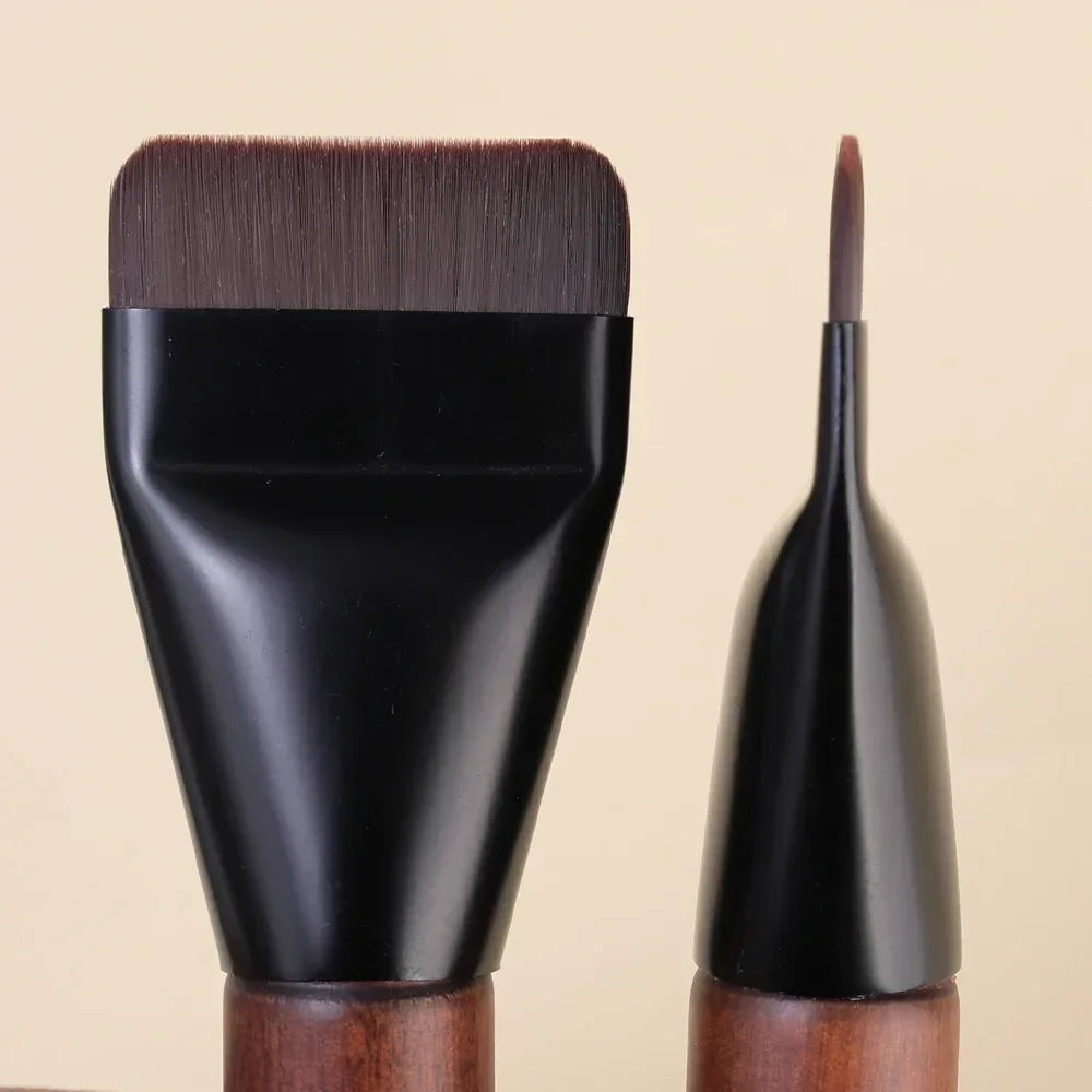 Mini Ultra Thin Foundation Brush Flat Head Face Contour Wooden Handle