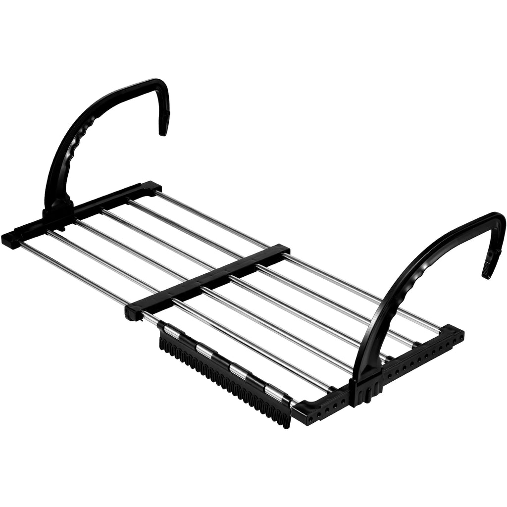 New Foldable Radiator Drying Rack Extendable Clothes Drying Hanger Stainless Steel 42-72cm Shoes Towels Drying Rack for Balcony Zpaxo Black 1 PC 42 72cm 6