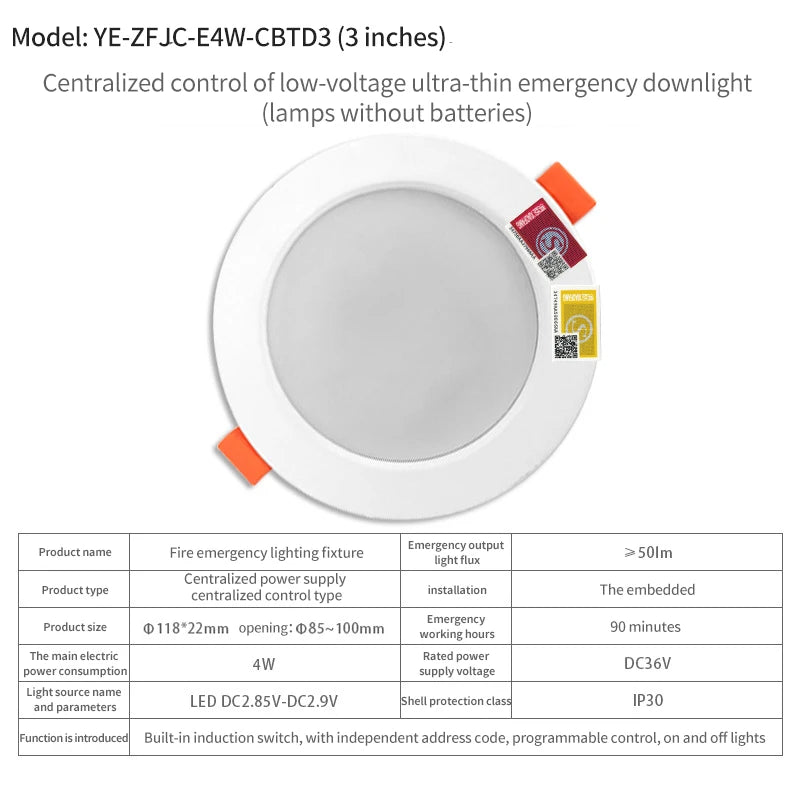 LED Emergency Recessed Downlight 4W 10W 14W – 90-Min Backup