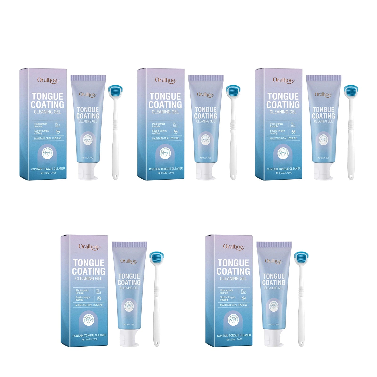 Tongue Cleaning Gel Set – Eliminate Bad Breath & Oral Bacteria Tongue Cleaning Kit Zpaxo 5sets boxed