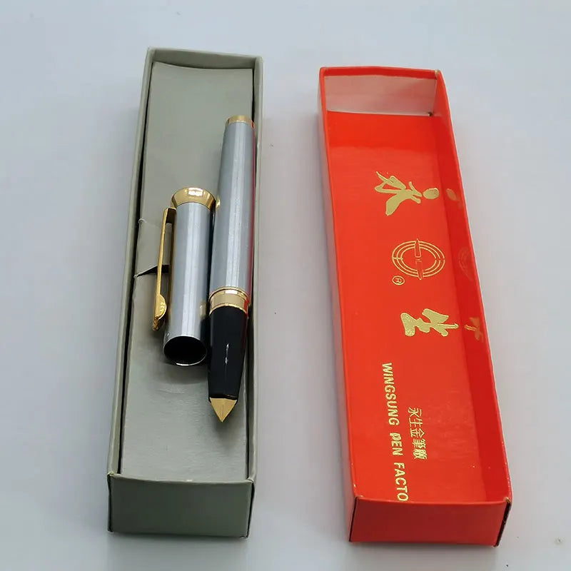 Old Vintage Yong Sheng 765 Fountain Pen, Fine Nib, Iridium Metal Bar, Good Writing Practice, Duckbill Nib Zpaxo WHITE F