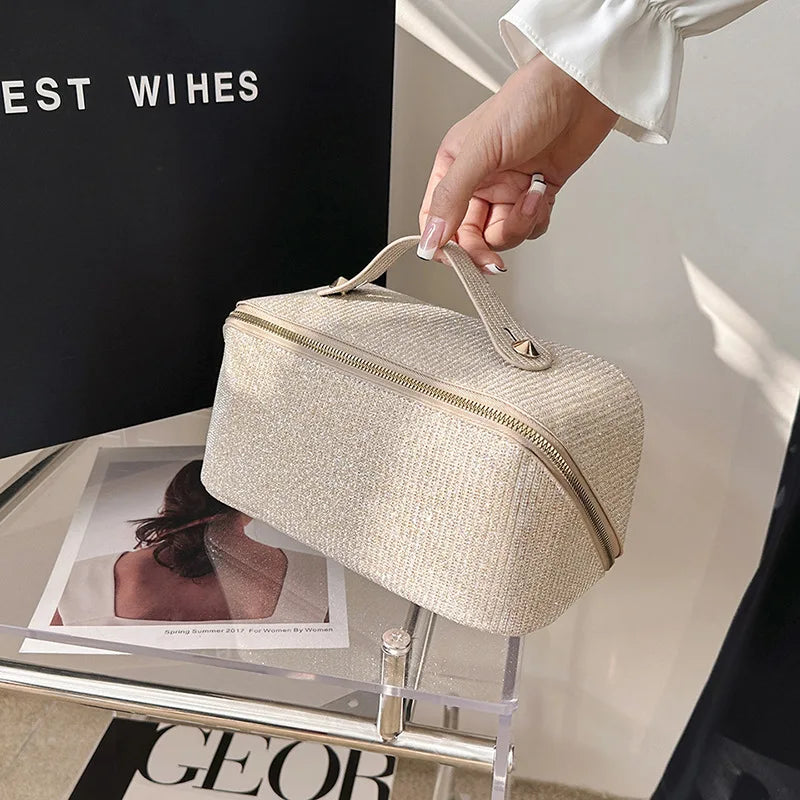 New Sparkling Bag, Large Capacity Internet Celebrity Hot Item, Women's Multifunctional Texture Wash Bag, Hand-held Makeup Bag Zpaxo