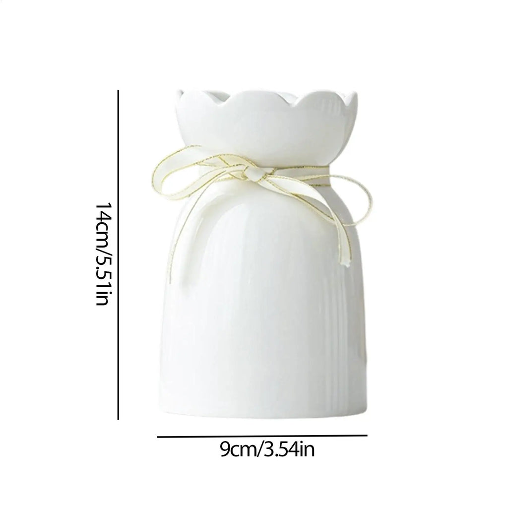 White Vases Centerpieces Ceramic Cute Elegant Aesthetic Decor Bouquet