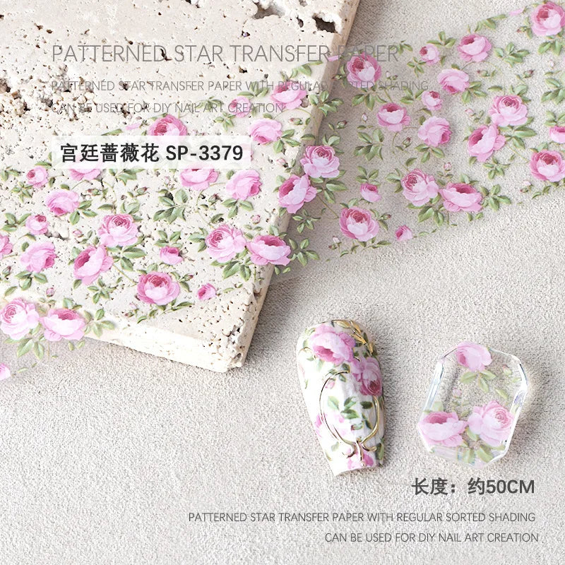 Rose Flower Nail Art Foils Transfer Paper Stickers Designs Floral Zpaxo SP-3379