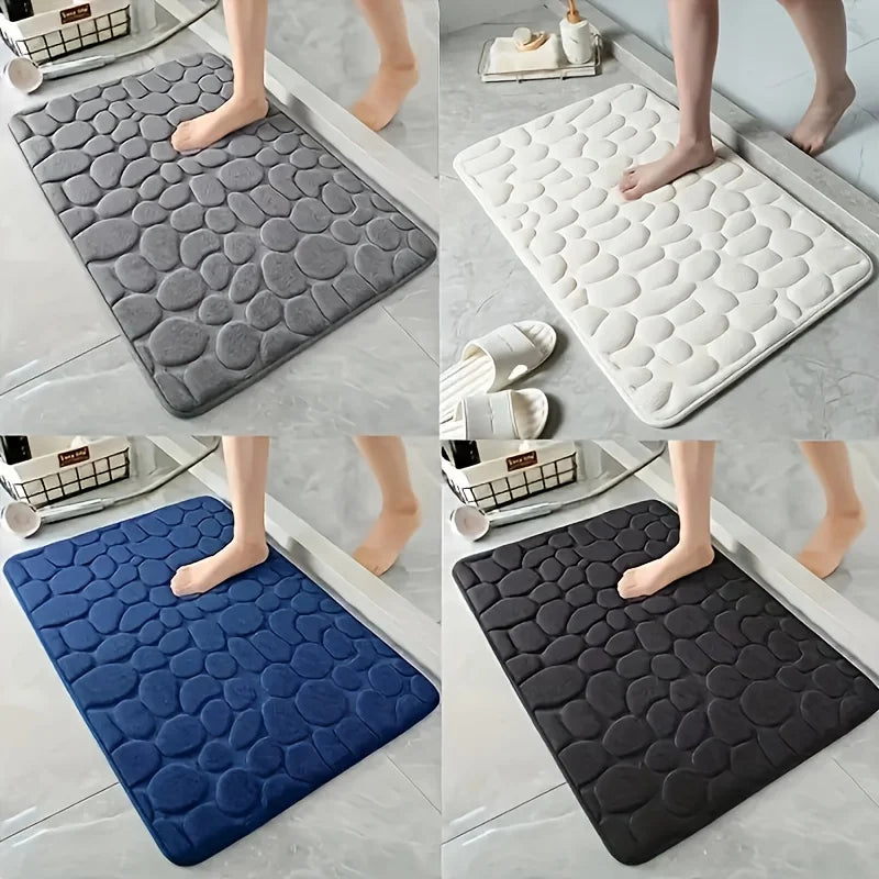 Easy And Stylish] Memory Foam Flannel Bath Mat Quick-Drying Non-Slip, Soft Comfortable, Machine Washable Stylish Home Bathroom Zpaxo