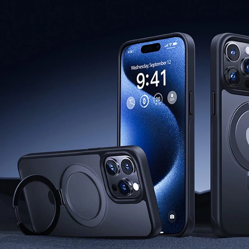 Magnetic Mobile Phone Case Ring Kickstand Iphone 15 14 Max 12 13 11