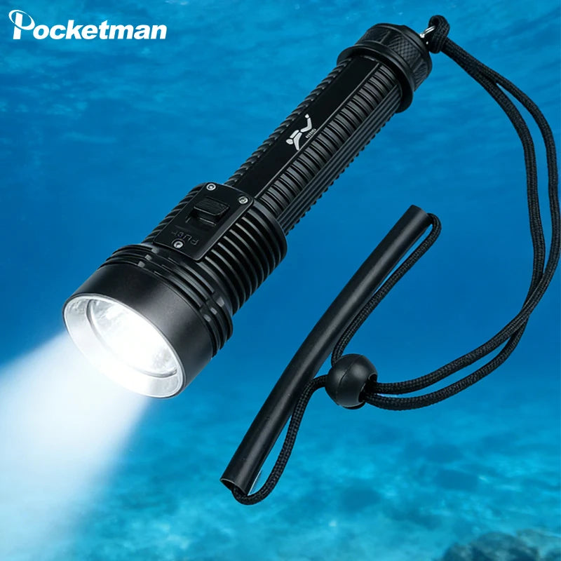 POCKETMAN IPX8 Diving Flashlight – 2000LM Underwater LED Torch
