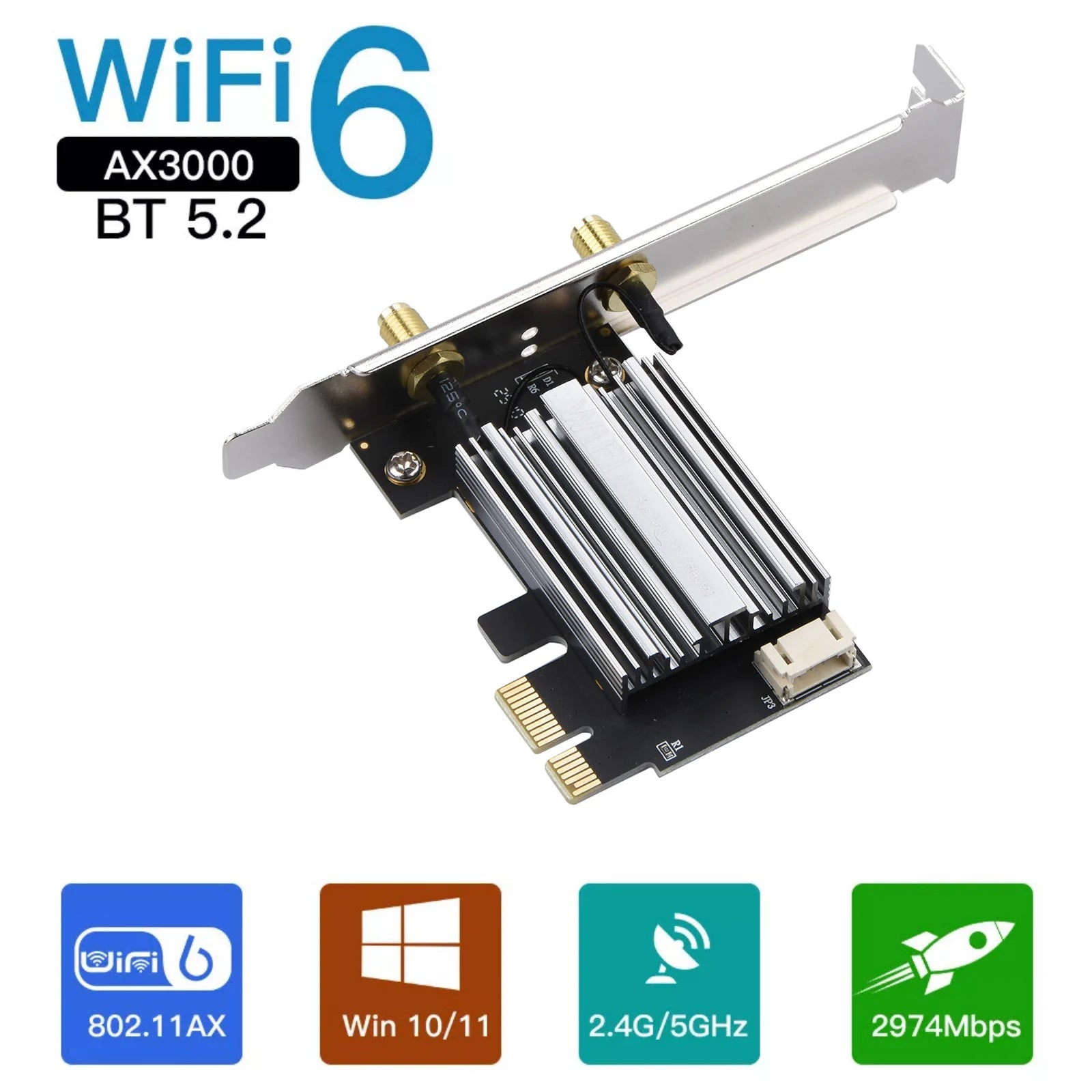 AX3000 2974Mbps Wifi 6 Adapter Bluetooth 5 2 Dual Band 5Ghz Wireless