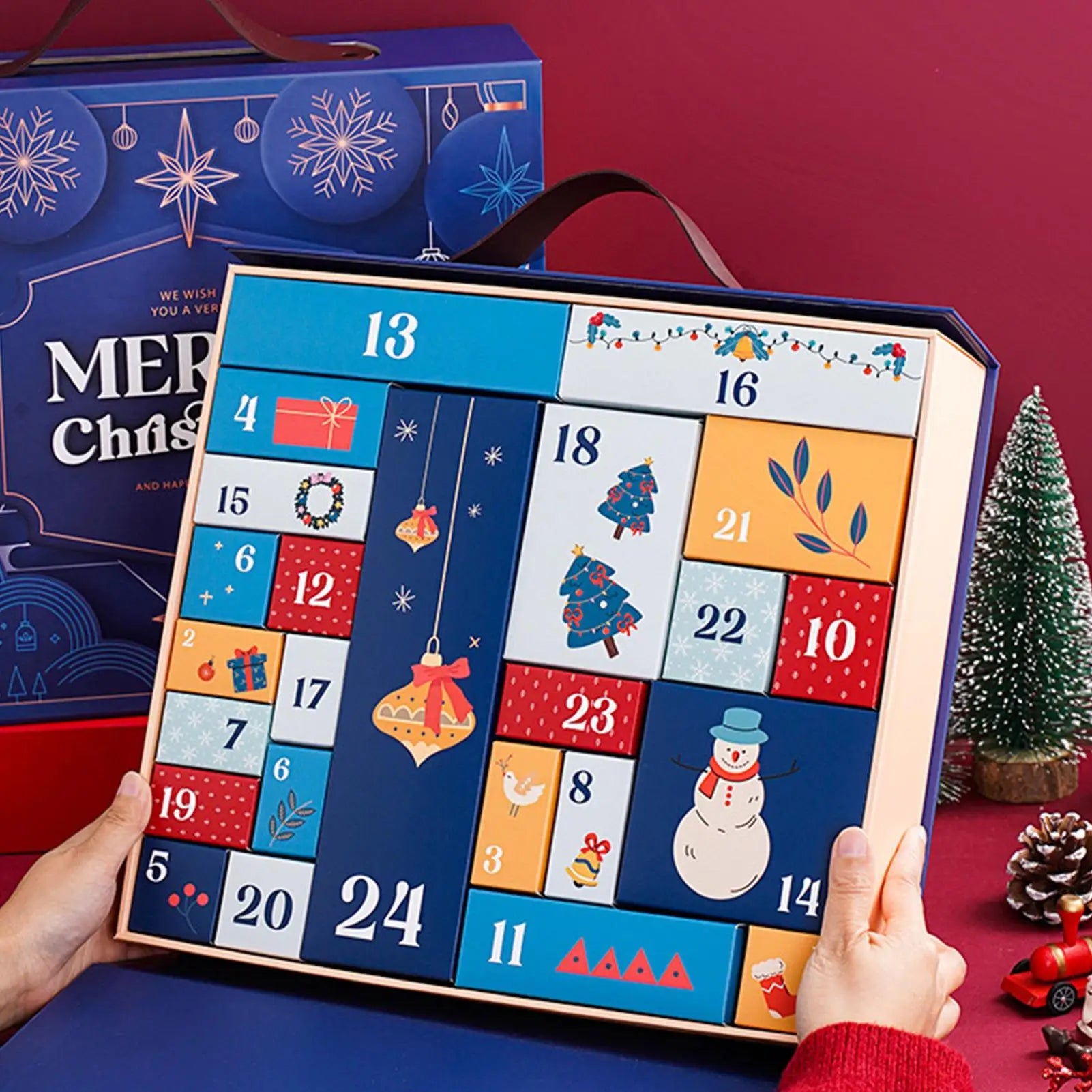 Christmas Countdown Calendar Box 24 Days Advent Snack Container Multi