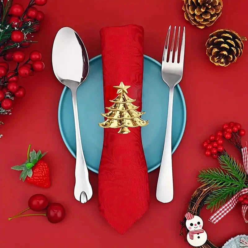 Christmas Napkin Rings Xmas Tree Ornaments Kitchen Dinner Table Zpaxo