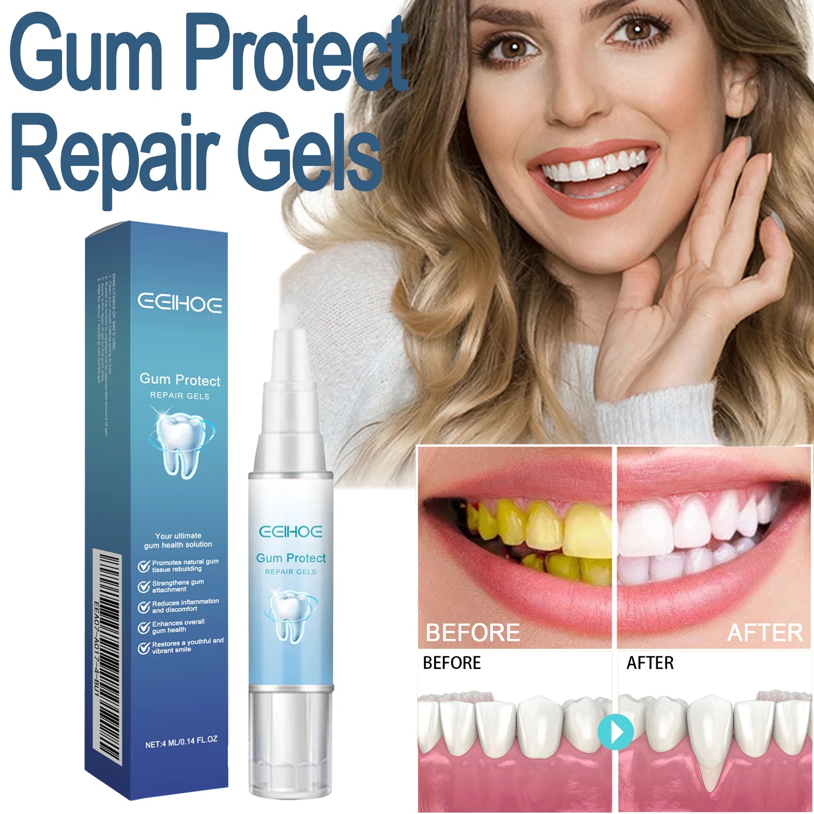 EELHOE Gum Protect Repair Gels Gently Apply Penetrate Quickly Mild Non-Irritating Small Portable Suitable For Every Teeth Type Zpaxo
