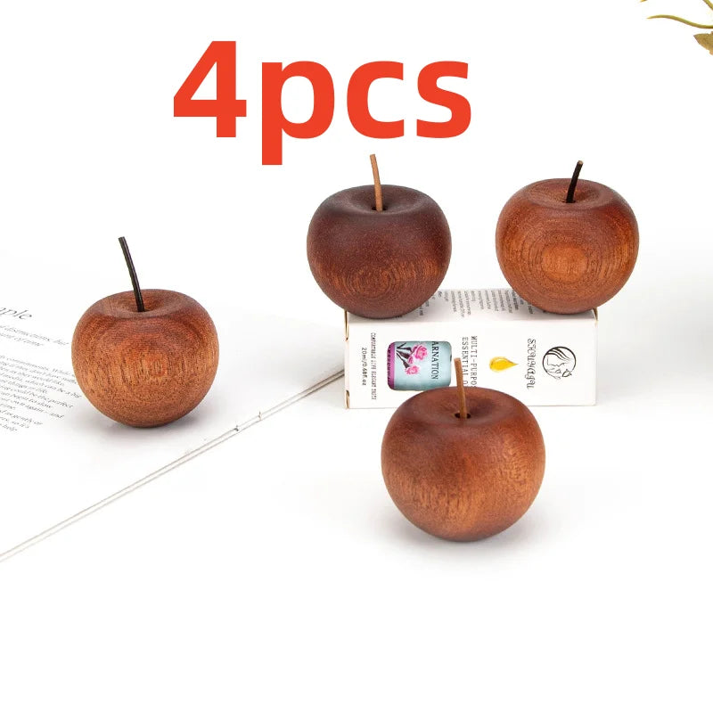 4pcs Wooden Apple Diffuser with Tray, Natural Essential Oil for Car, Home, Desk, Handcrafted Gift Zpaxo 4pcs