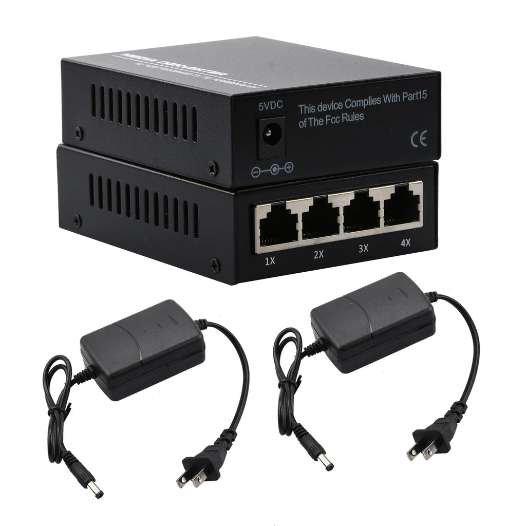 10 100 1000Mbps 1Port 4Ports Ethernet Fiber Optic Media Converter