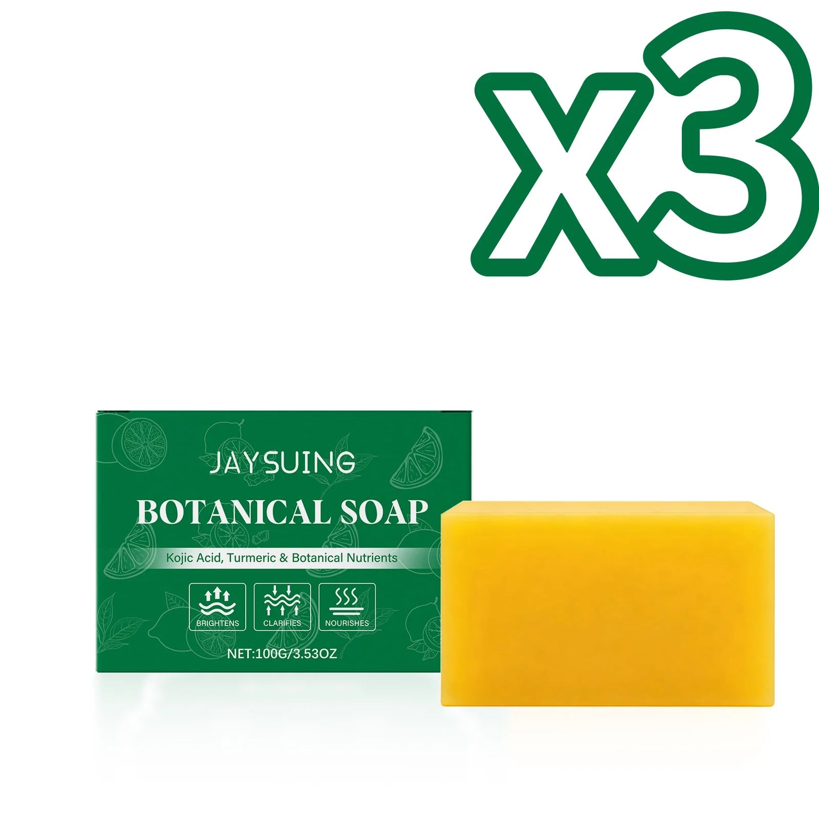 Jaysuing Turmeric Botanical Soap – Cleanse, Moisturize & Exfoliate Botanical Bar Soap Zpaxo 100g Boxed X 3PCS