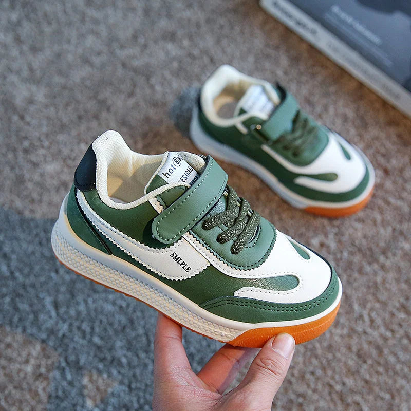 Spring Autumn Children Sneakers Boys Girls Low Help Skate Leather Zpaxo green 36(insole 21.5cm) China Mainland