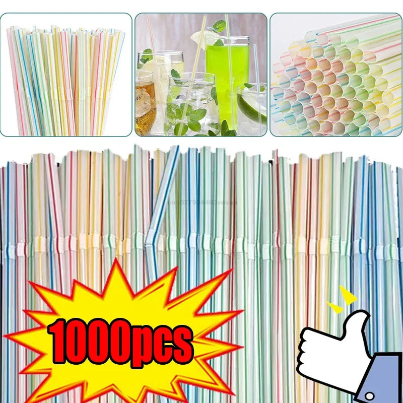 Disposable Plastic Curved Drinking Straws Reusable Child Straw for Drinks Colorful Drinking Tube Multi-time Straw Party Supplies Zpaxo