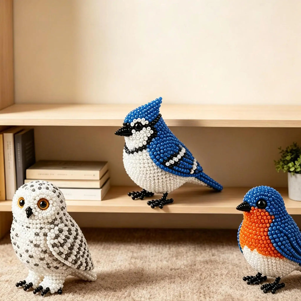DIY Bird Beading Kit Handmade Bird Beadwork Funny Beading Art 3D Animal DIY Kit For Home Desk Shelf Decor Backpack Charm Party Zpaxo