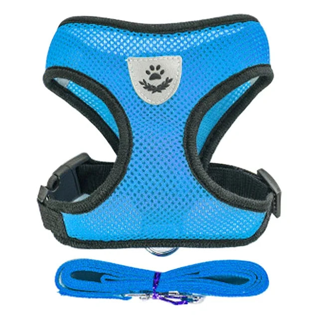 Cat Harness Vest Walking Lead Leash For Puppy Dogs Collar Polyester Adjustable Mesh Dog Harness For Small Medium Pet Accessories Zpaxo Blue L