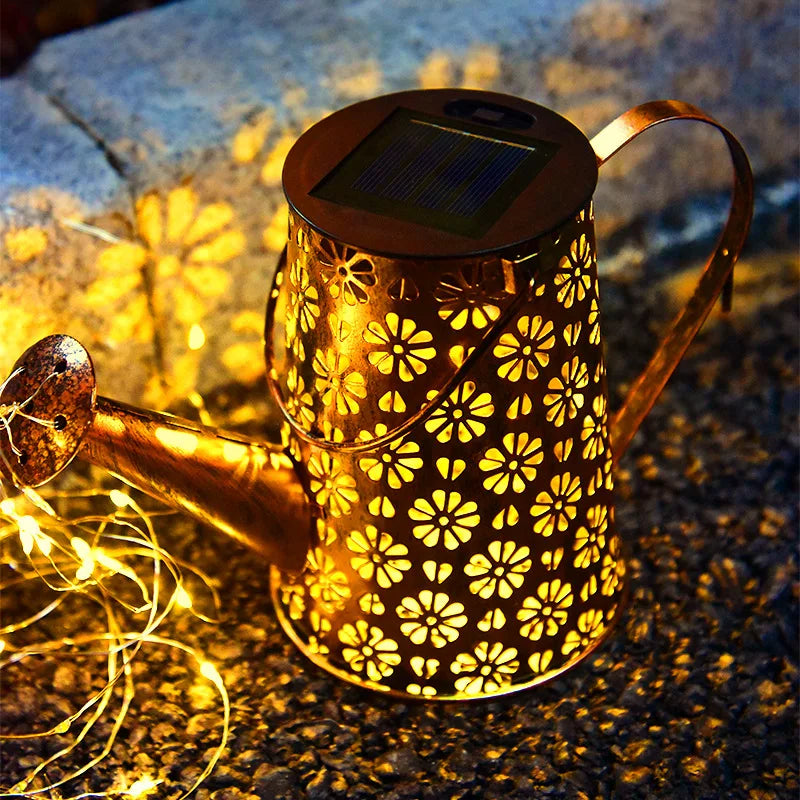 Solar Watering Lights Hanging Kettle Light String Metal Waterproof Zpaxo